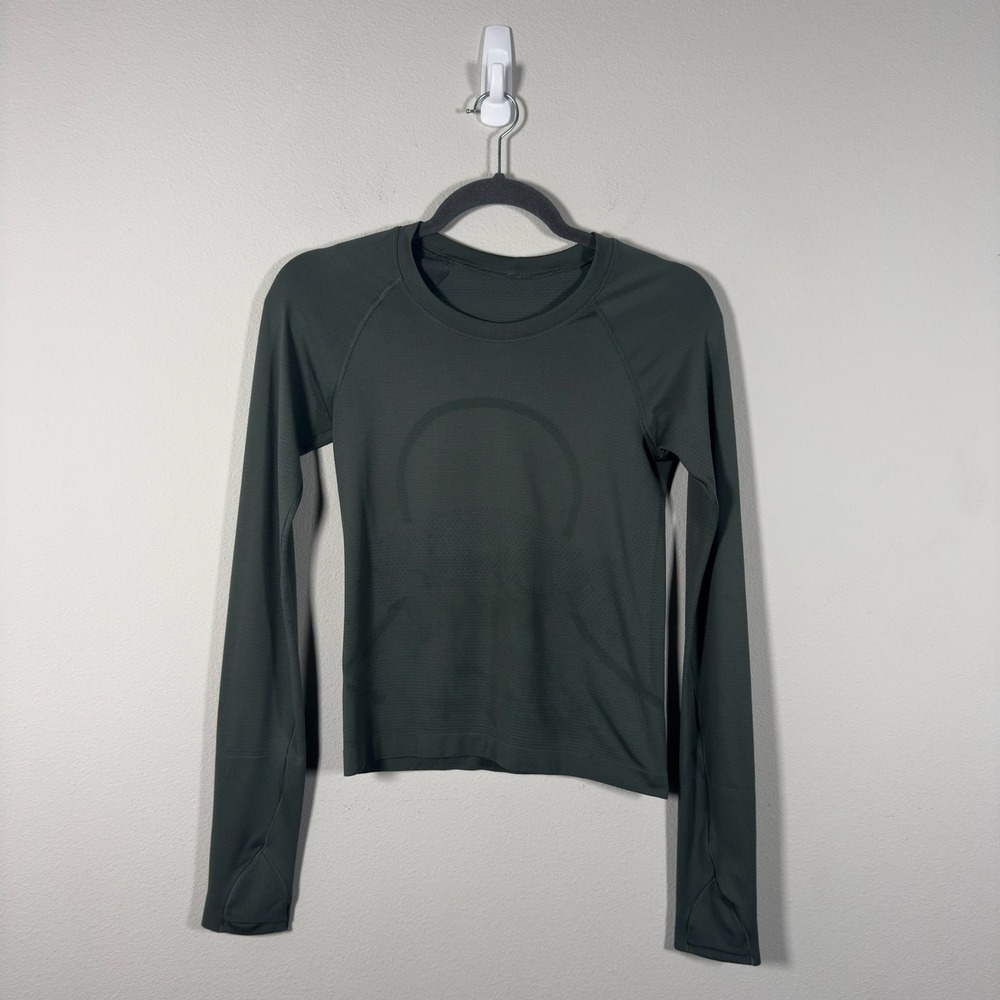 Lululemon Swiftly Tech Long Sleeve 2.0 Dark Green Crew Neck Athletic Top Size 4